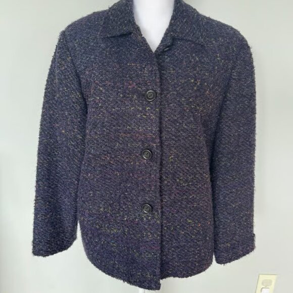 Vintage Sag Harbor Dark Purple Tweed Blazer | Soft | Lined | EUC | Size 16 - Picture 3 of 4